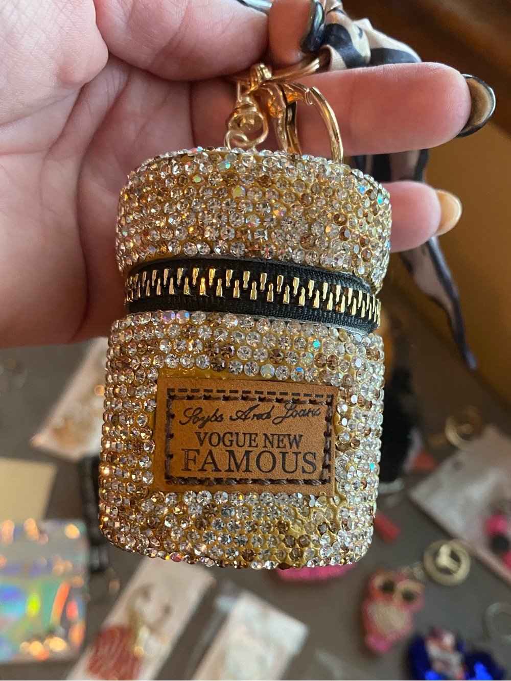 Gold Crystal Mini Bag Charm